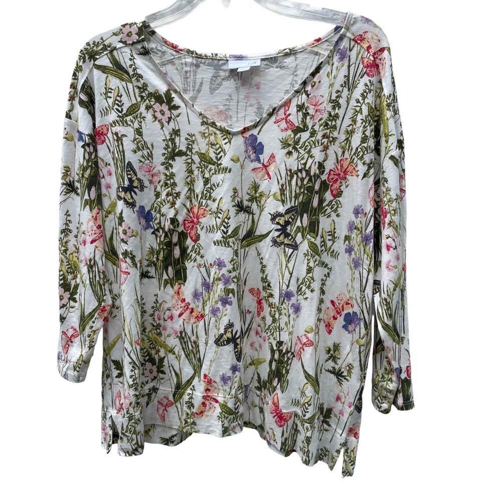 J. Jill Floral V-Neck Blouse Top - Women’s Petite Large